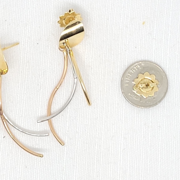 Tricolor 14k gold earrings - Picture 5 of 5